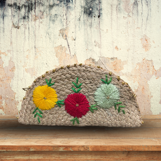 Jute Ethnic Embroidered Clutch