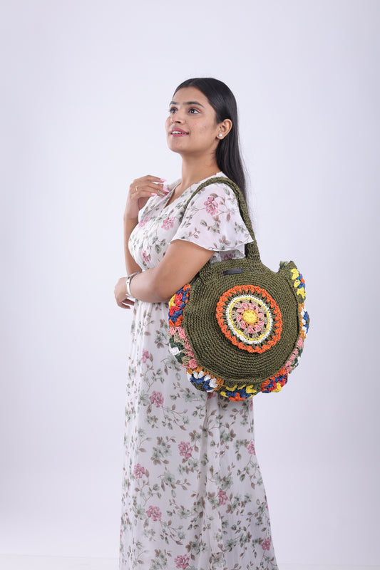 Raffia Round Bag