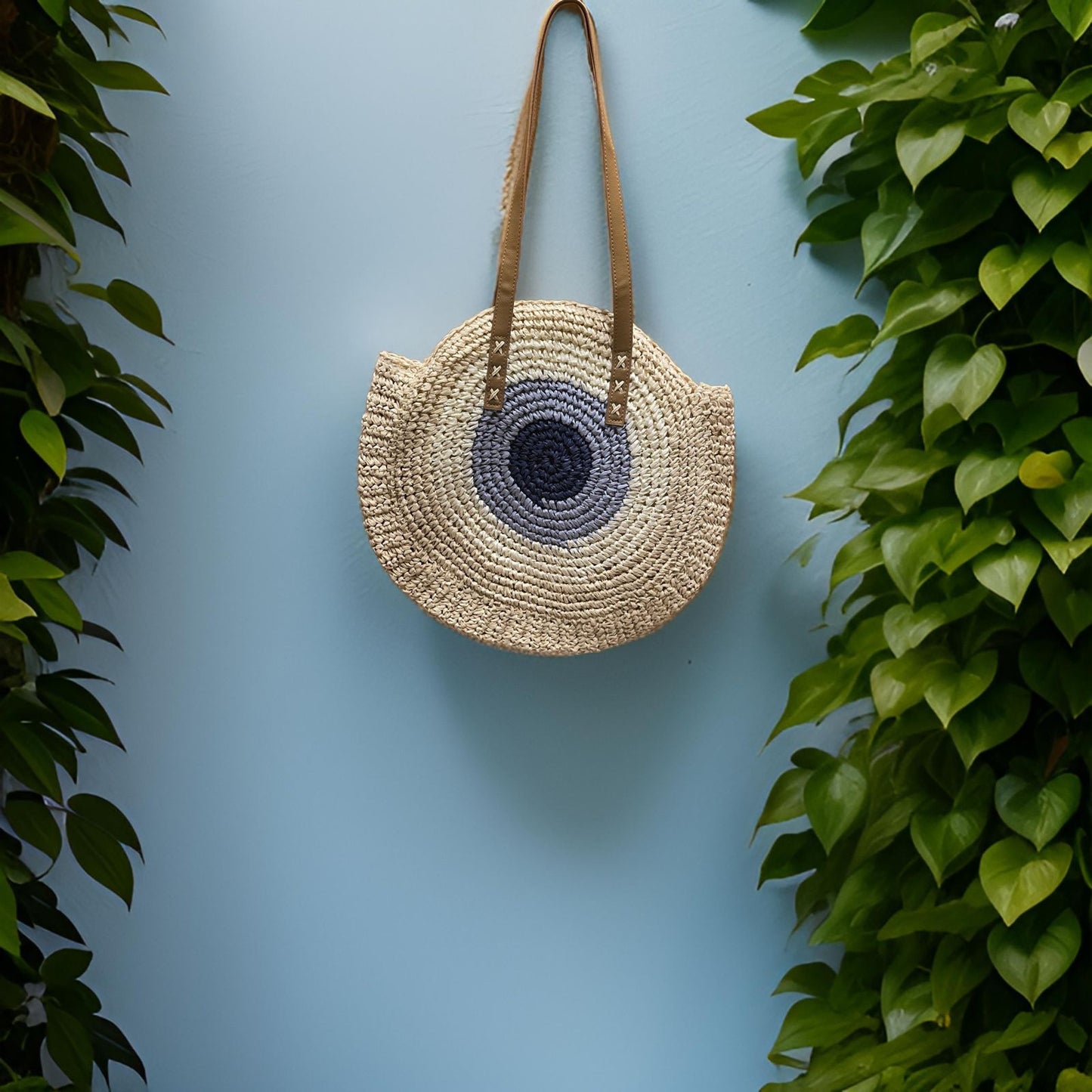 Raffia Evil Eye Bag